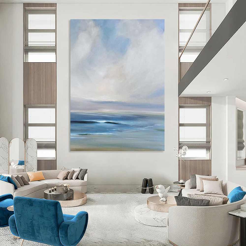 Coastal Hand-painted Seaside Office Abstract Canvas Wall Art BKK27